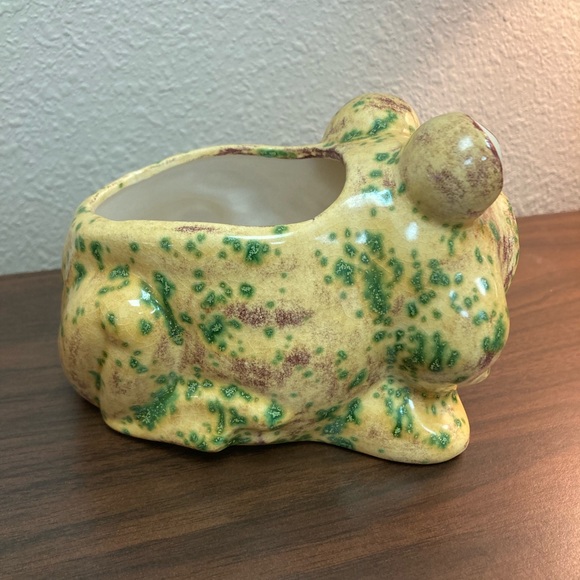 Vintage Planter Ceramic frog 🐸 drip glazed Handmade - Picture 4 of 6